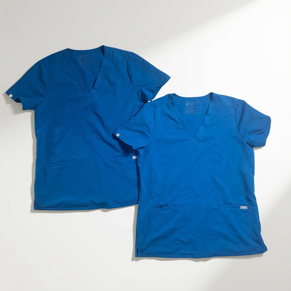 FIGS Women's Casma Three-Pocket Scrub Top Set Of 2 Royal Blue Size Small